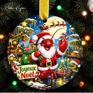 Crawfish Santa Christmas Ornament – Personalized Cajun Louisiana Holiday Decor